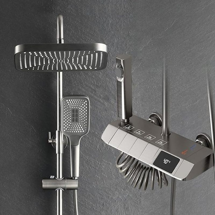 نمایی از طراحی لوکس و بادوام دوش حمام Hyshin-8099 با رنگ دودی