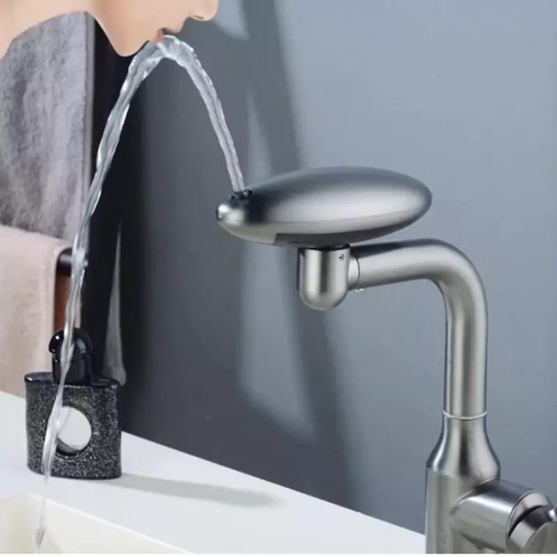 نمای نزدیک از شیر روشویی چهار حالته 360 درجه با طراحی فضایی برند City Market