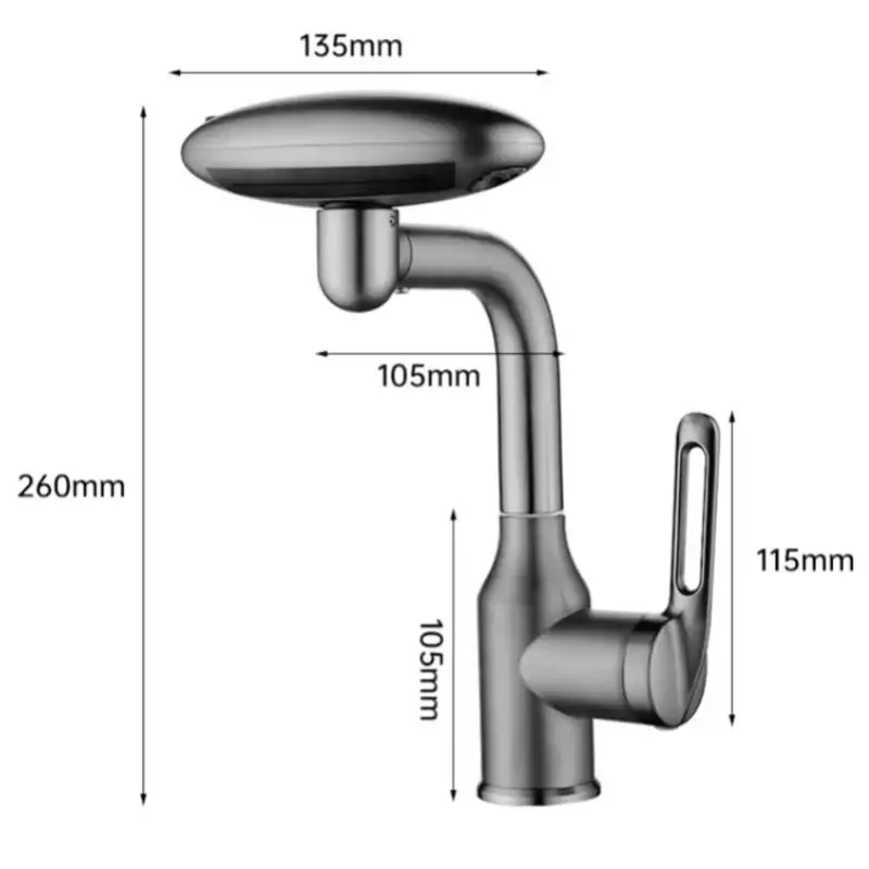 شیر روشویی سه حالته 360 درجه مدل فضایی