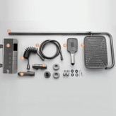 "Hyshin 8099 digital shower panel with brass finish and LED display"